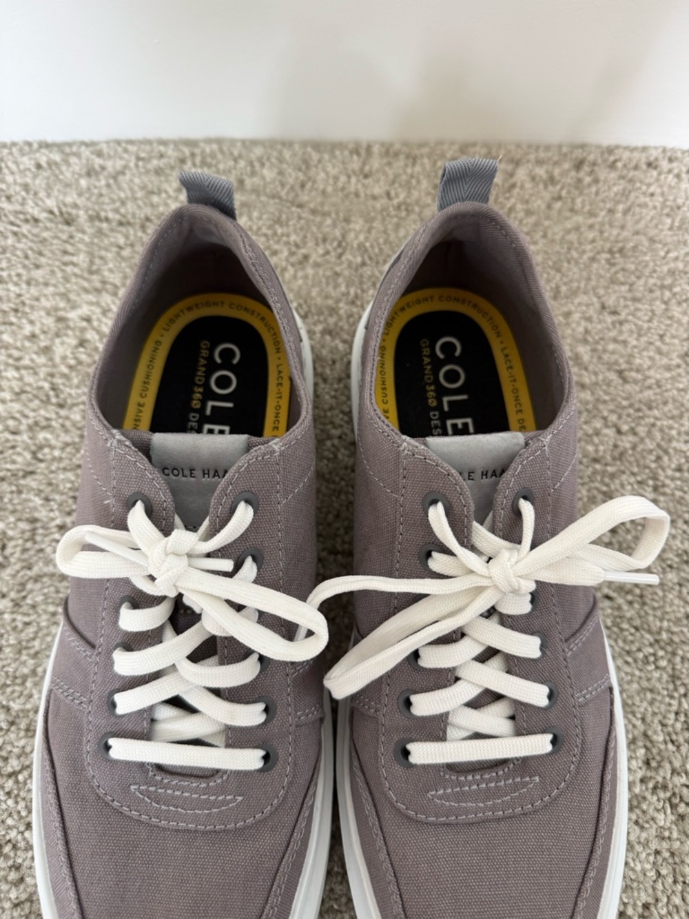 Cole Haan Men's Taupe Canvas Lace-Up Sneakers with White Soles - Picture 4 of 8